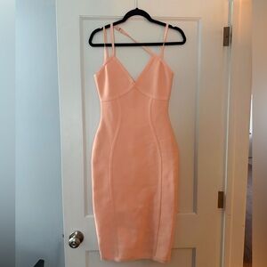 Band of Stars. Chic Peach Midi Dress. Body-con